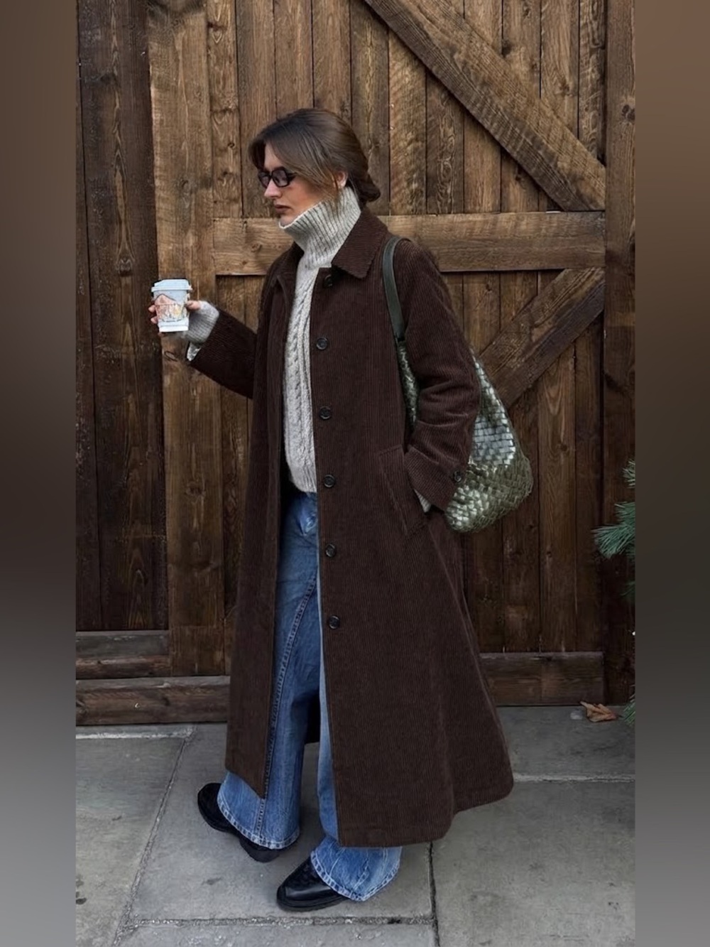 Kristen Blake Chocolate Brown Wool Blend Long Cozy Coat Sz M